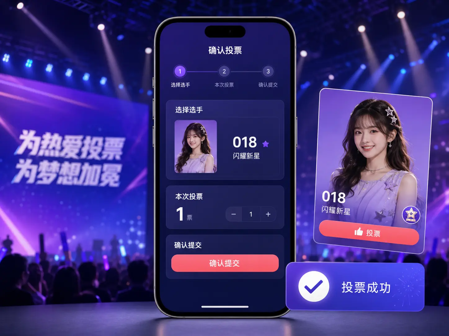 比赛投票小程序关键业务确认手机界面
