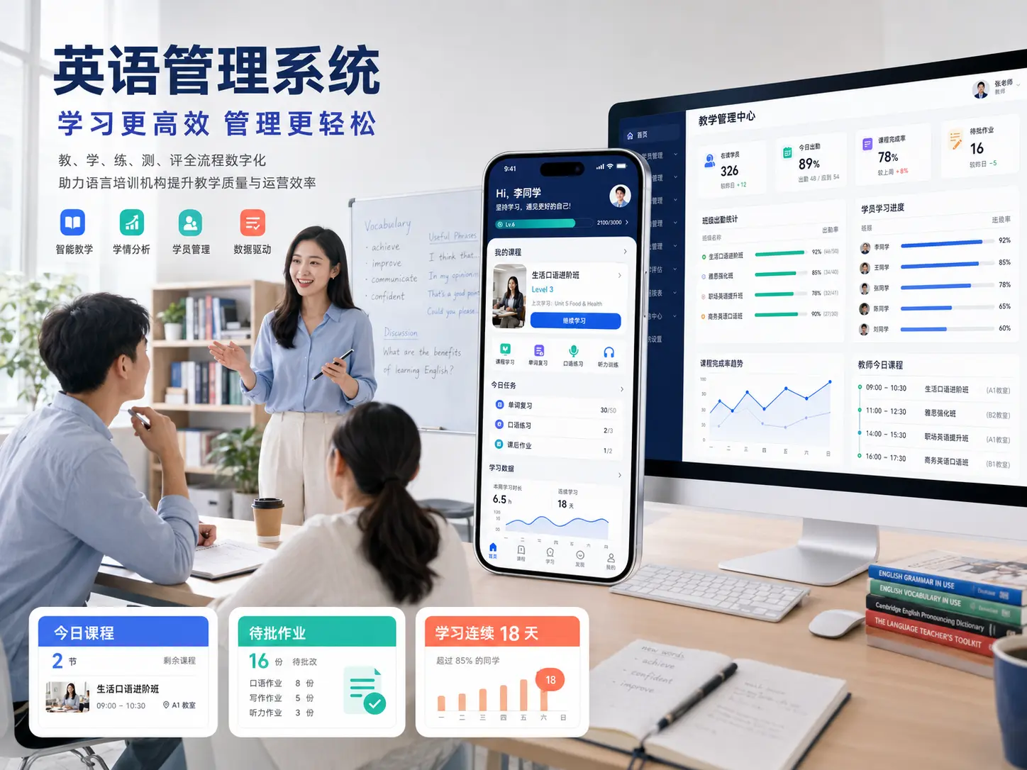 英语管理系统真实业务主视觉