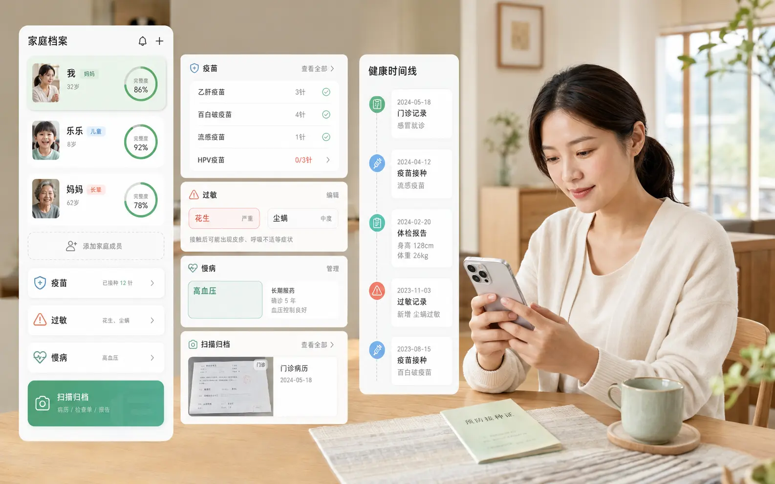 家庭成员健康档案与资料归集界面