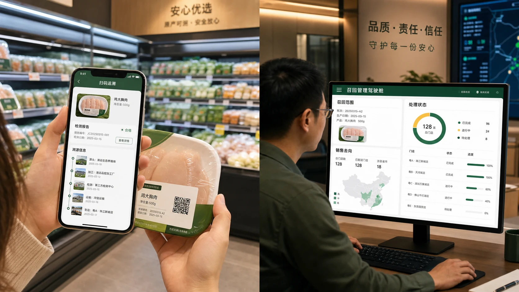 消费者扫码食品追溯与企业精准召回驾驶舱