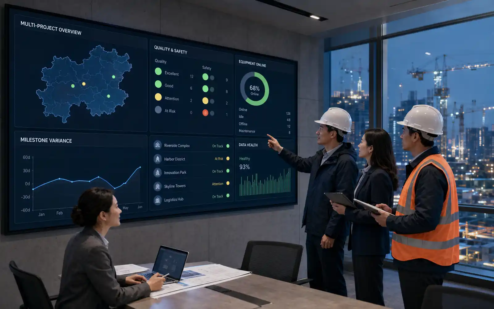 智慧工地运营驾驶舱和项目指挥中心高保真后台界面