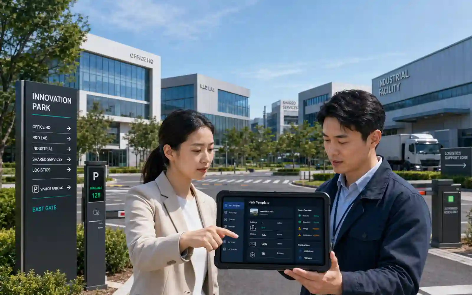 产业园、办公园区、制造园区、科技园和综合园区使用智慧园区运营平台