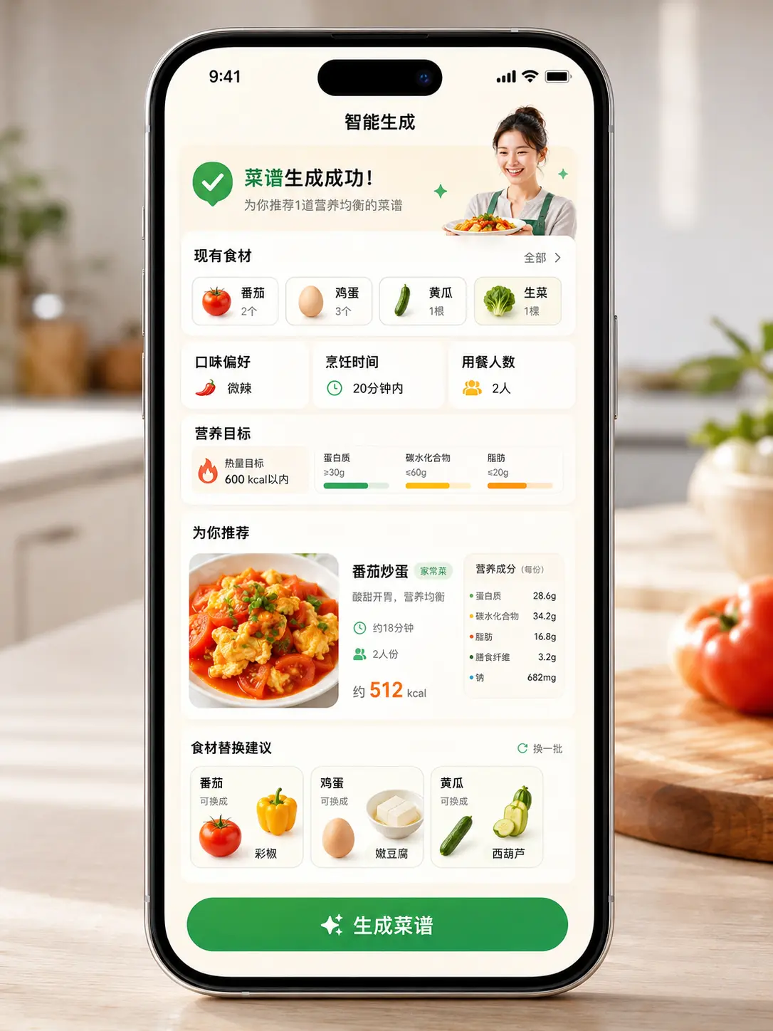 智能菜谱管理小程序关键业务确认手机界面