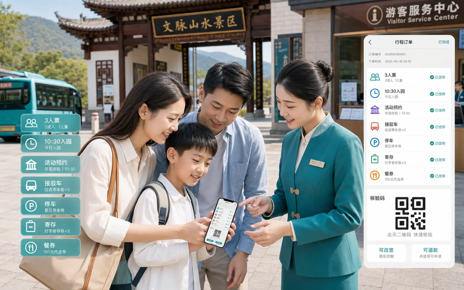 智慧文旅票务预约、活动报名与现场服务界面