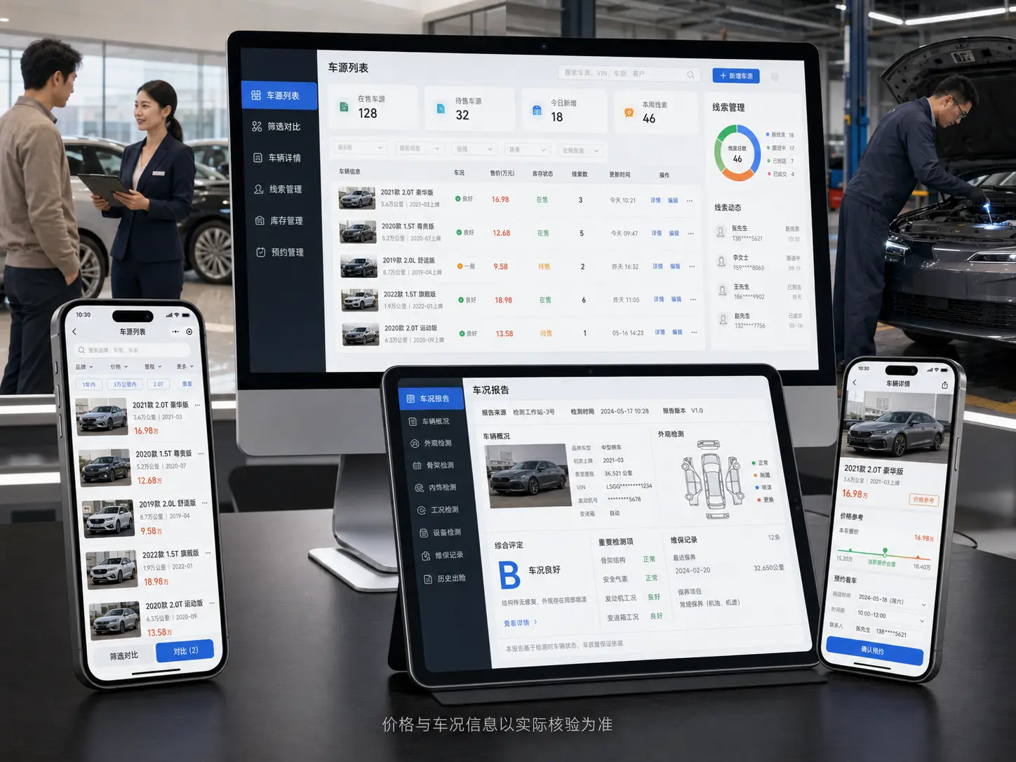 二手车交易小程序买家端、卖家端、经销商工作台和平台管理端高保真界面