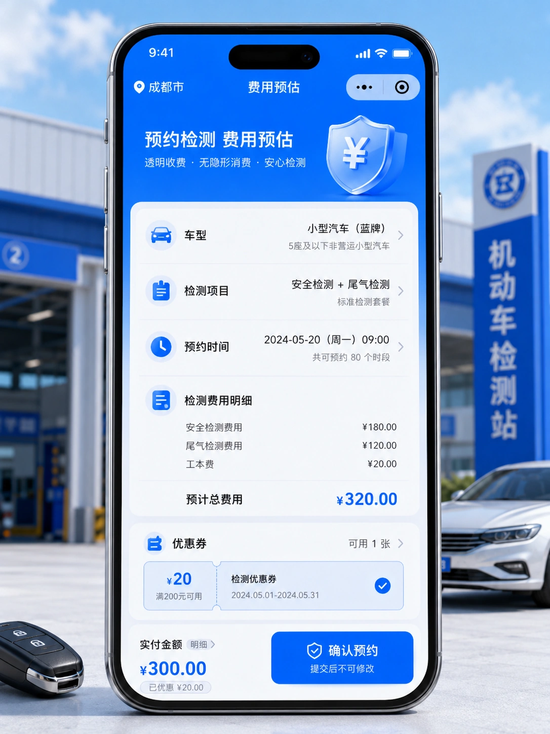 验车费用预估手机界面